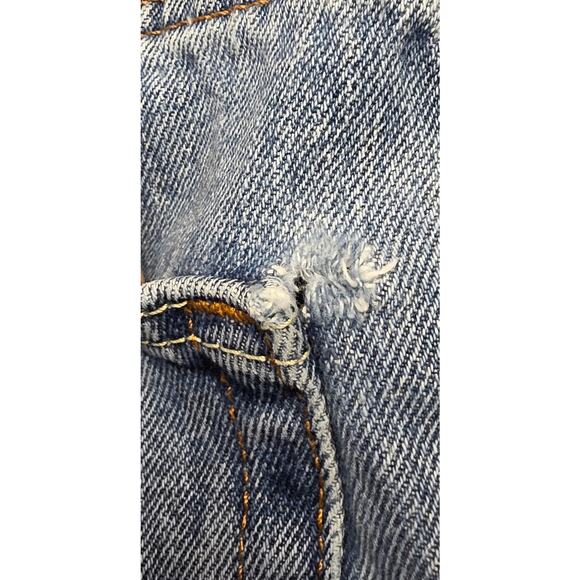 Levis Mens 505 Jeans Sz 33x33 Blue Denim Straight Medium Wash Work Distressed - Picture 7 of 9